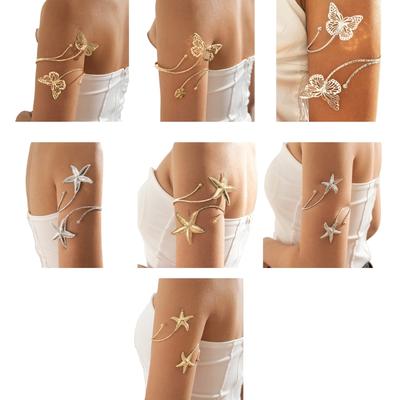 Панк Стиль Геометрическая Морская Звезда Регулируемый Браслет-Манжета с Открытым Концом Для Женщин Модная Металлическая Бижутерия Для Руки