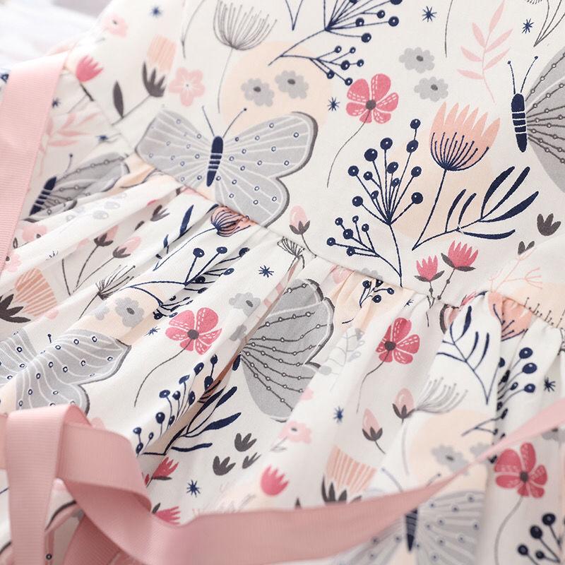 Платье принцессы для девочек, летнее детское платье для девочек, милые детские праздничные костюмы с цветочным принтом, костюм бабочки, детская одежда