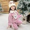 2024 Korean-Style Fleece-Lined Sweatshirt Set for Girls - Winter Fashion
