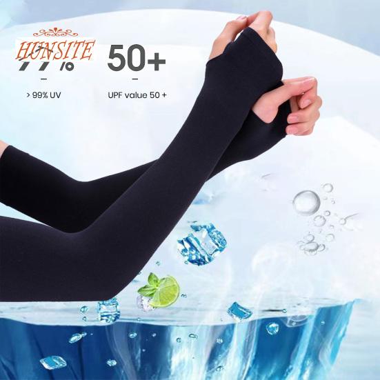 1 пара унисекс ледяных шелковых велосипедных рукавов с отверстием для большого пальца, сплошной цвет, защита от солнца, чехол для рук, бег, вождение, баскетбол, спортивные рукава