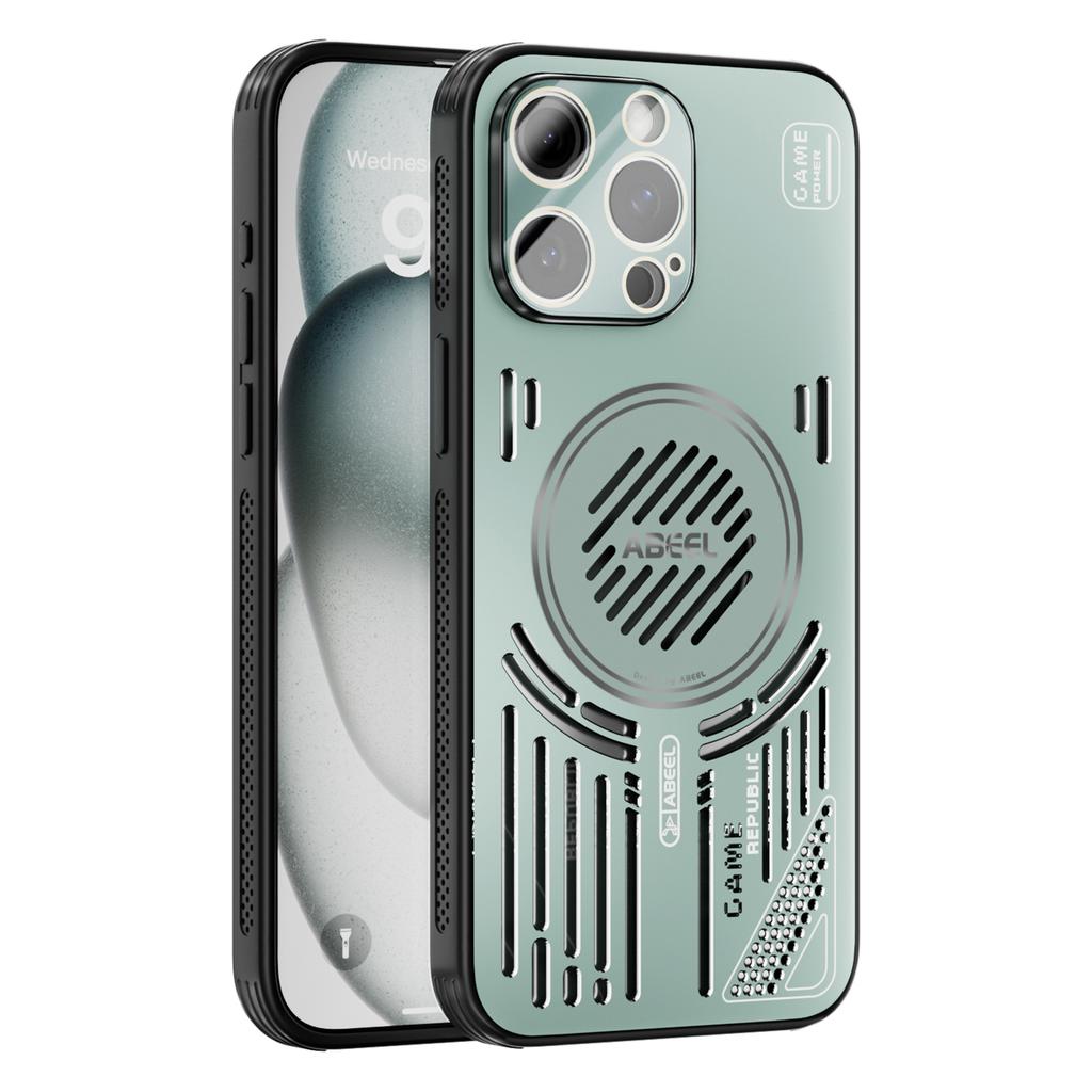 ABEEL For iPhone 13 Pro Max Magnetic Case Aluminium Alloy+PC+TPU Hollow Heat Dissipation Phone Cover