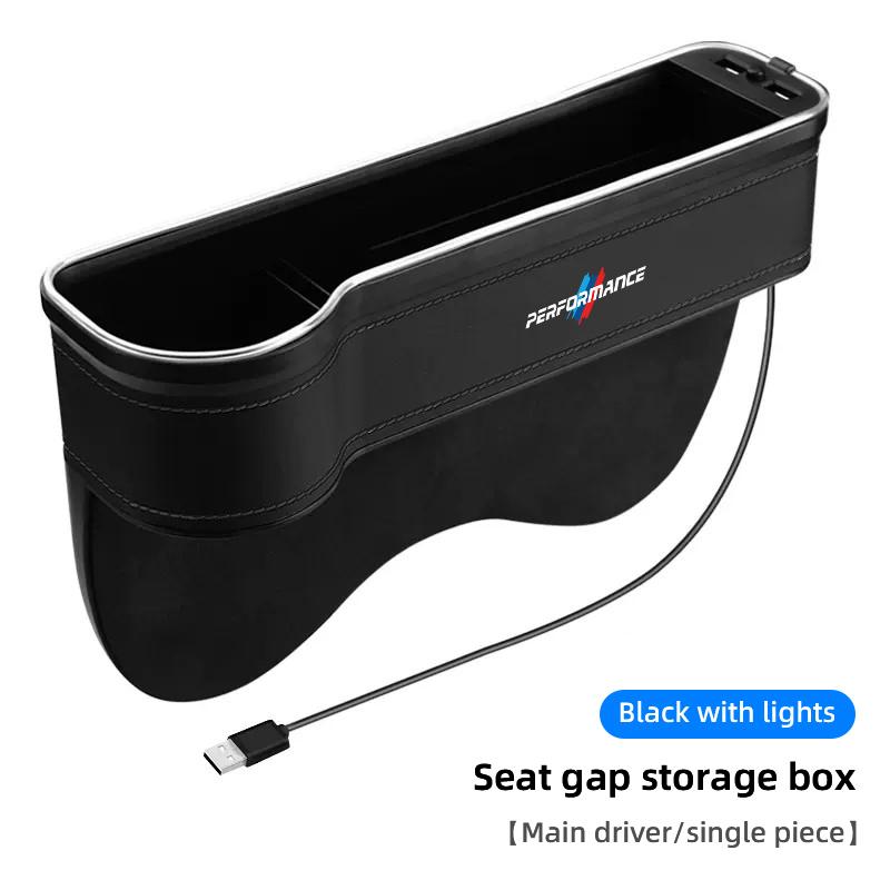 CXVA5 LED Light Car Seat Gap Storage Case Box For BMW M Performance G26 F11 F30 E90 E46 E60 E39 Car Interior Storage Pocket Cup Holder