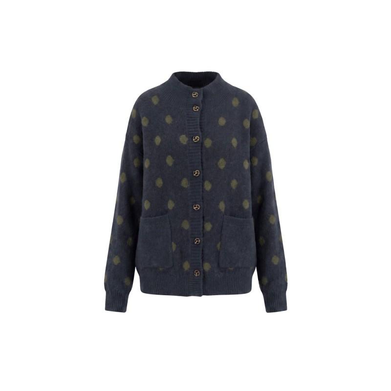 HeyHenry Womens Vintage Polka Dot Cardigan Loose Fit Long Sleeve Knit Sweater Coat