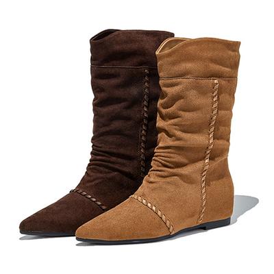 Модные женские ботильоны AIYUQI с острым носком, со скрытой платформой, увеличивающей рост, женские мотоциклетные ботинки больших размеров в западном стиле, ковбойские ботинки