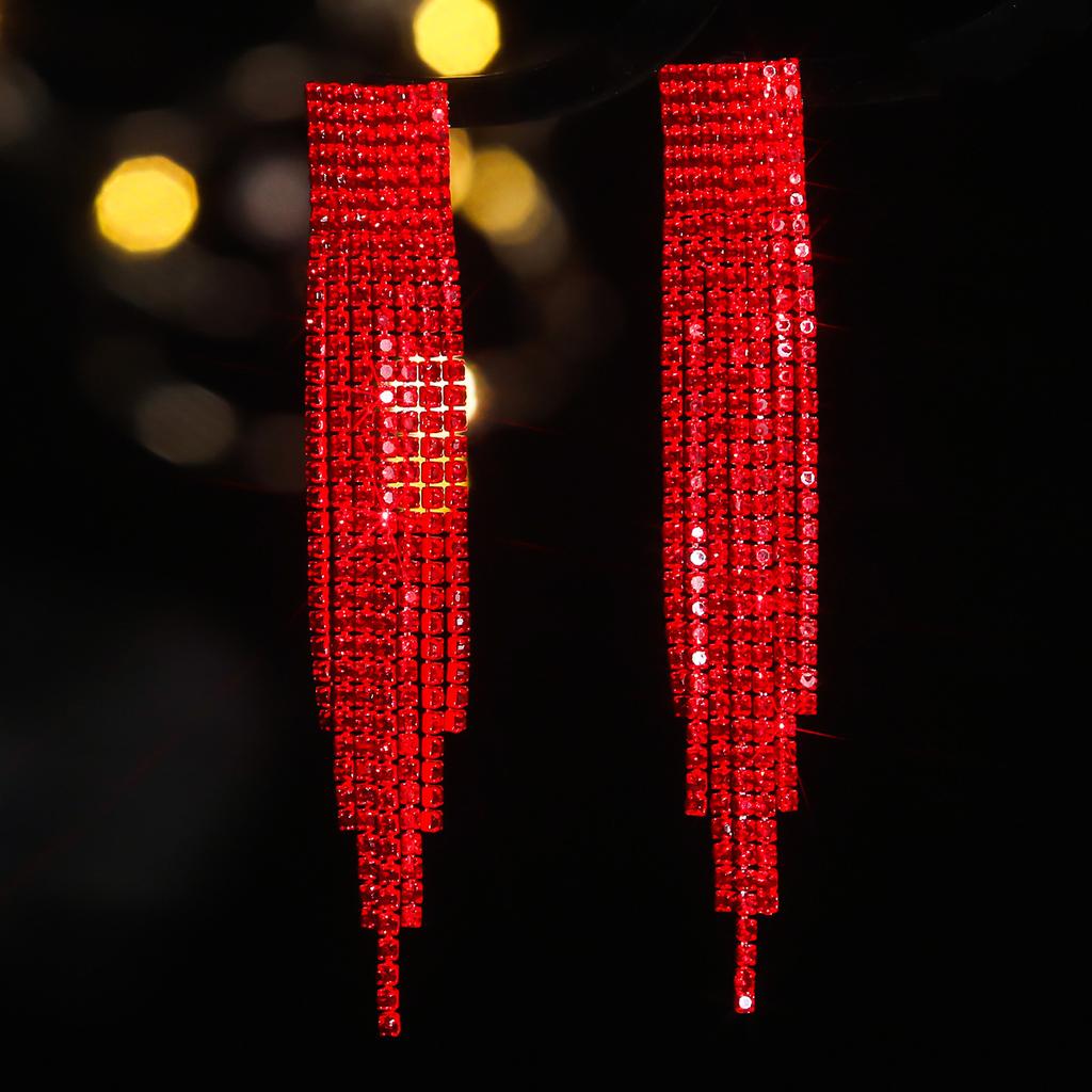 Невыцветающие длинные красные серьги с бахромой