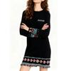 Женское черное вязаное платье повседневное винтажный стиль платье свитер осенняя мода теплая одежда