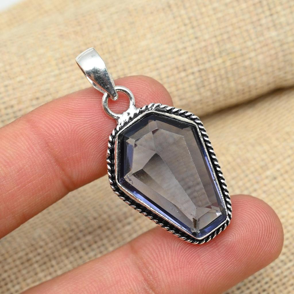 Solid 925 Sterling Silver Purple Amethyst Gemstone Handmade Jewelry Women's Pendant
