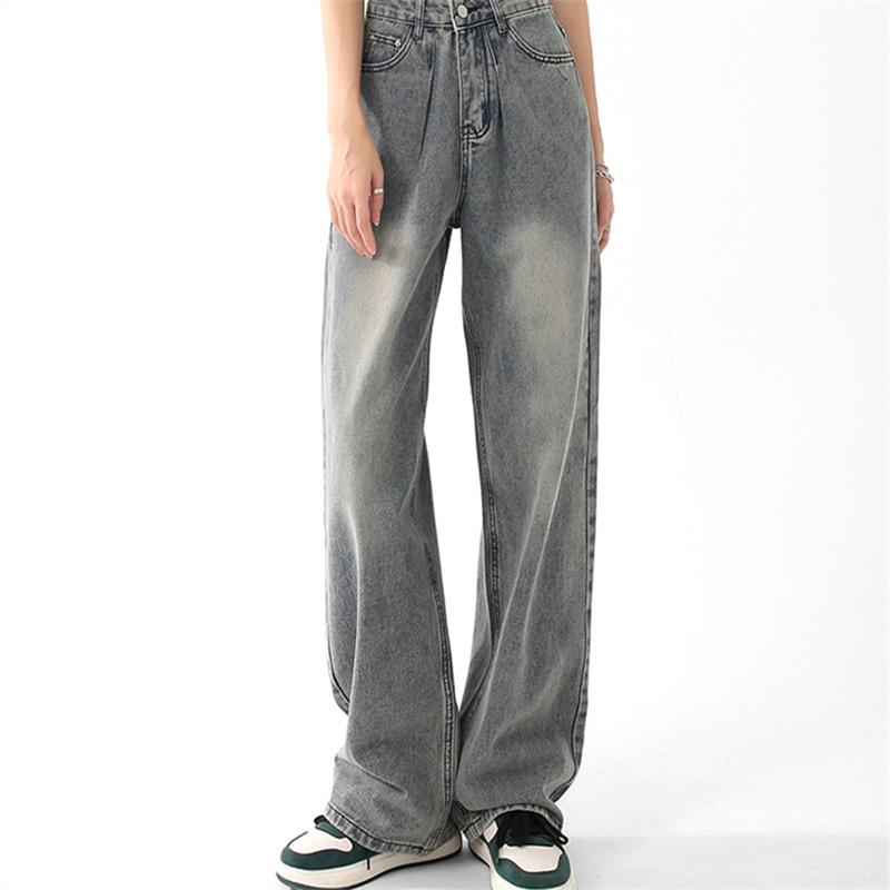 Осень-зима, плотные, теплые, с высокой талией, широкие женские джинсы, винтажные прямые мешковатые джинсовые брюки, уличная одежда, повседневные джинсовые брюки