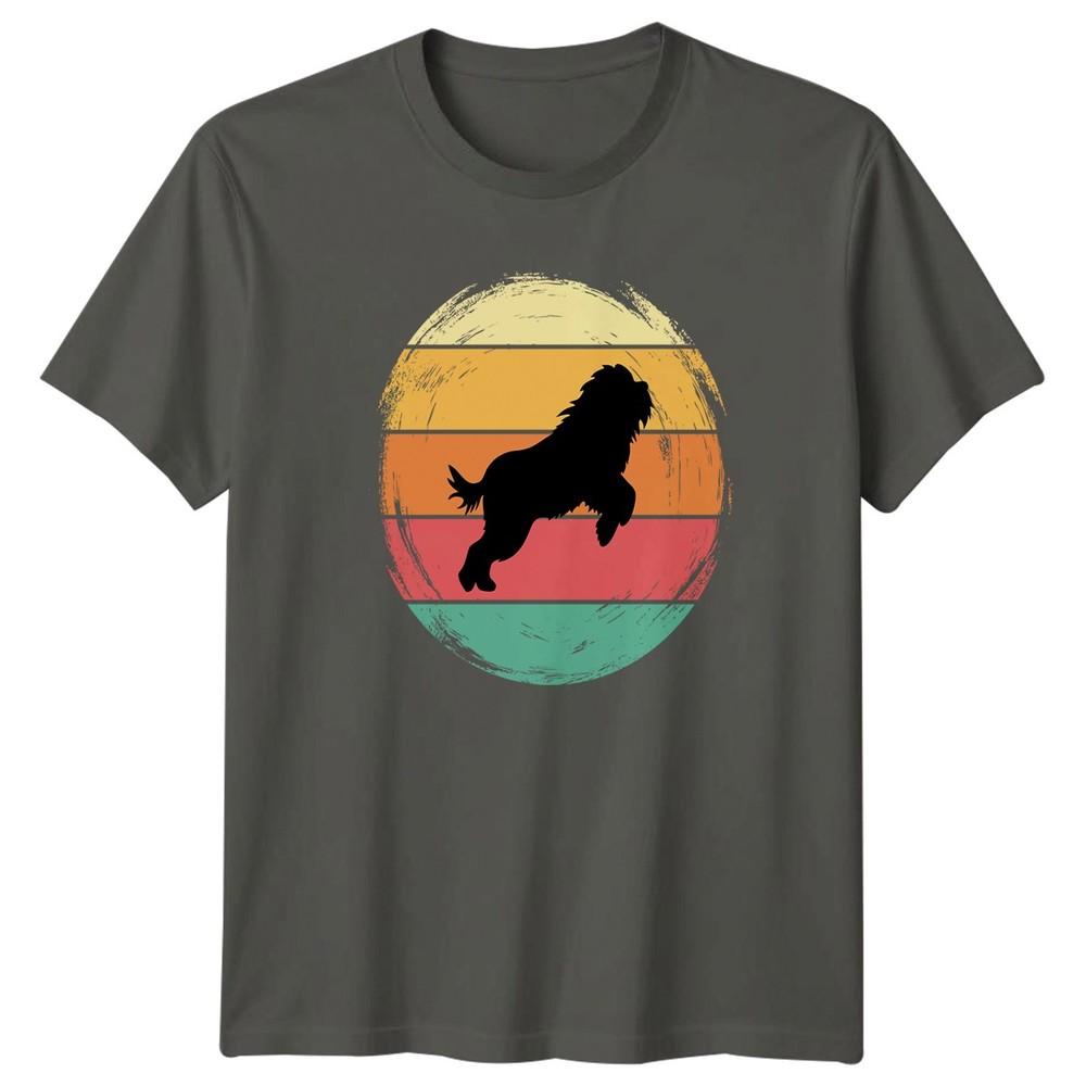 Retro Sunset Shaggy Dog Silhouette TShirt Dog Owner Pet Lover Gift For