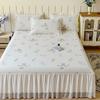 Bed skirt style mica bean cooling mat, washable lace style ice bean bean ice silk cooling mat set of three pieces