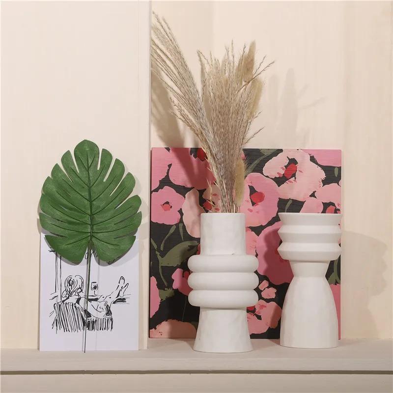 Hot Sale Nordic Ins Creative Ceramics Vase Home Ornaments White Vegetarian Flower Pot Vases Home Decorations Craft Gifts