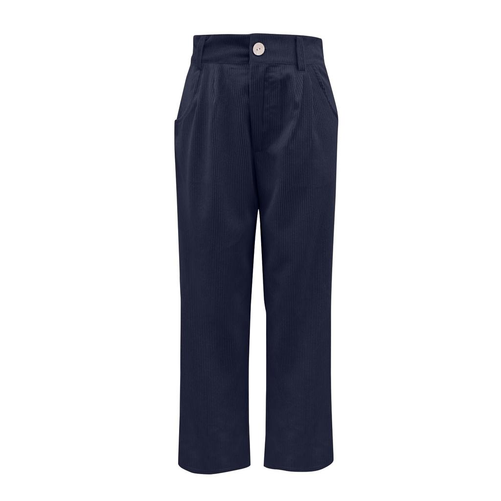 Женские повседневные брюки с высокой талией, однотонные вельветовые свободные прямые брюки для женщин