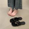 In the Summer of 25, the New Korean Version of the Niche Design Belt Buckle Flip-flops Open-toed Sandals Mid-toe Flat-bottomed Cool Slippers
