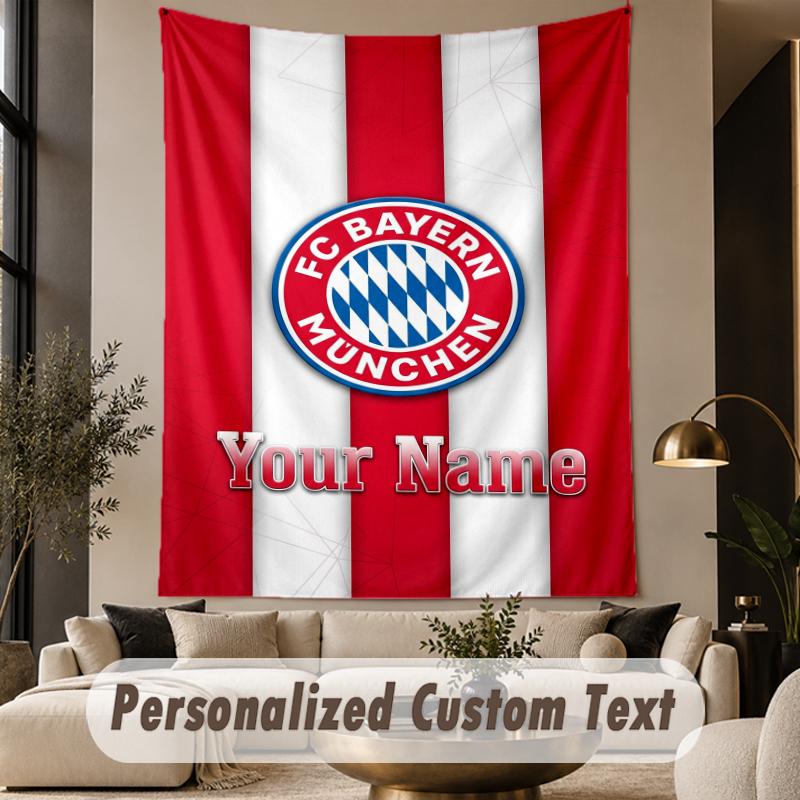 Custom Text Tapestry Bayern Munich Print Wall Tapestry Indoor Living Room Wall Decor