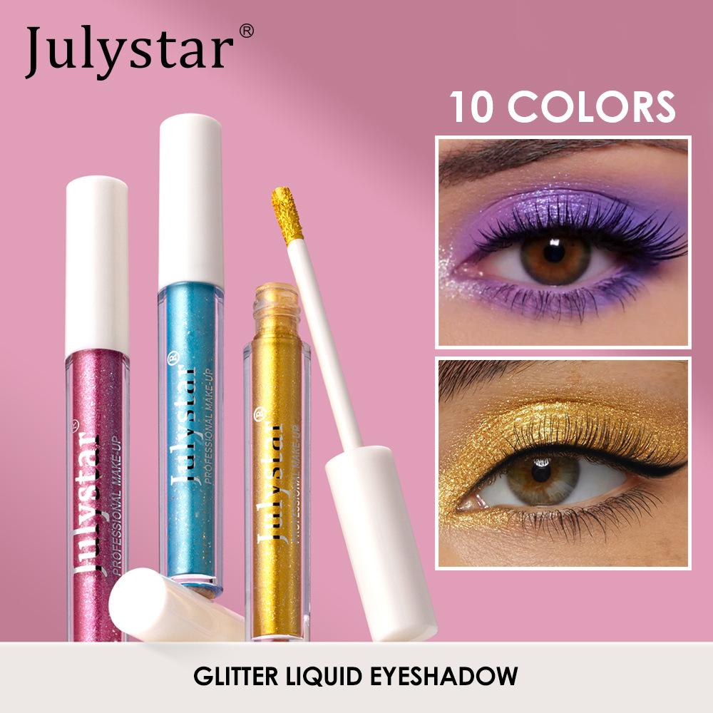 Julystar 9pcs Glitter Liquid Eyeshadow Set Metallic Luster Waterproof Long-Lasting Shimmer Eye Makeup Halloween Stage Party Cosmetics