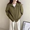Корейский кардиган-куртка на двойной молнии для женщин, новый осенне-зимний стиль, непринужденный стиль, мягкий и свободный вязаный свитер однотонного цвета