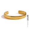 Stainless Steel Gold Leaves Cuff Bangle Bracelet for Women