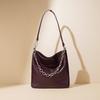 Top-grain Leather Chain Large-capacity Bag, Women's Tote Bag, Niche Design, High-quality Commuting Single-shoulder Bag