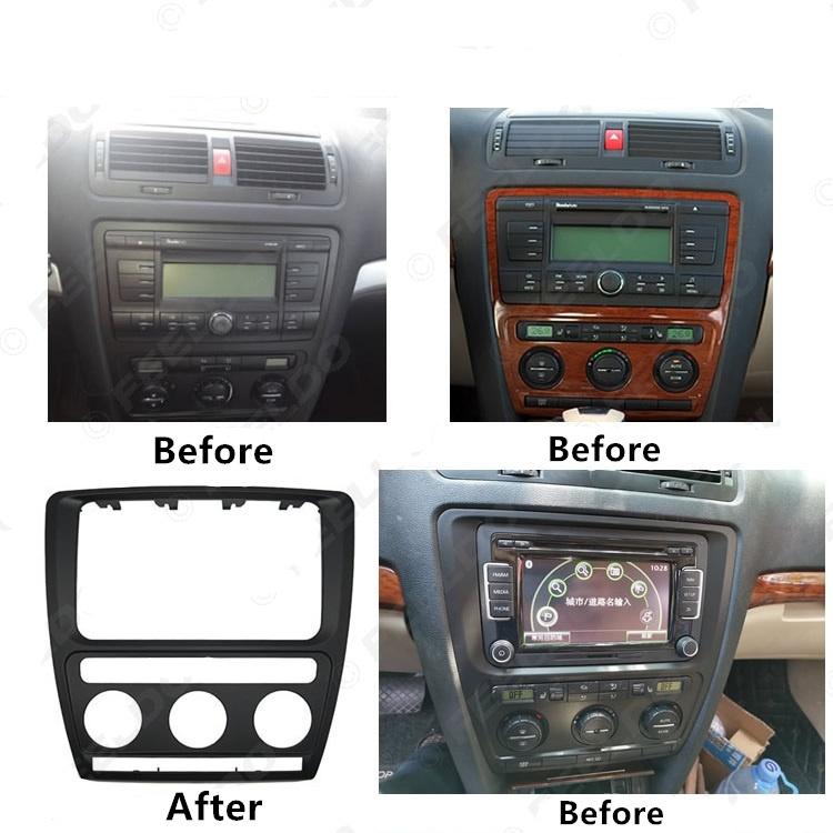 Для Шкоды Октавии(2004~2010 гг.) Аксессуар, лицевая панель с радиоприемником Double Din с автоматическим кондиционером, DVD-плеером, стереопанель, декоративная панель, чехол