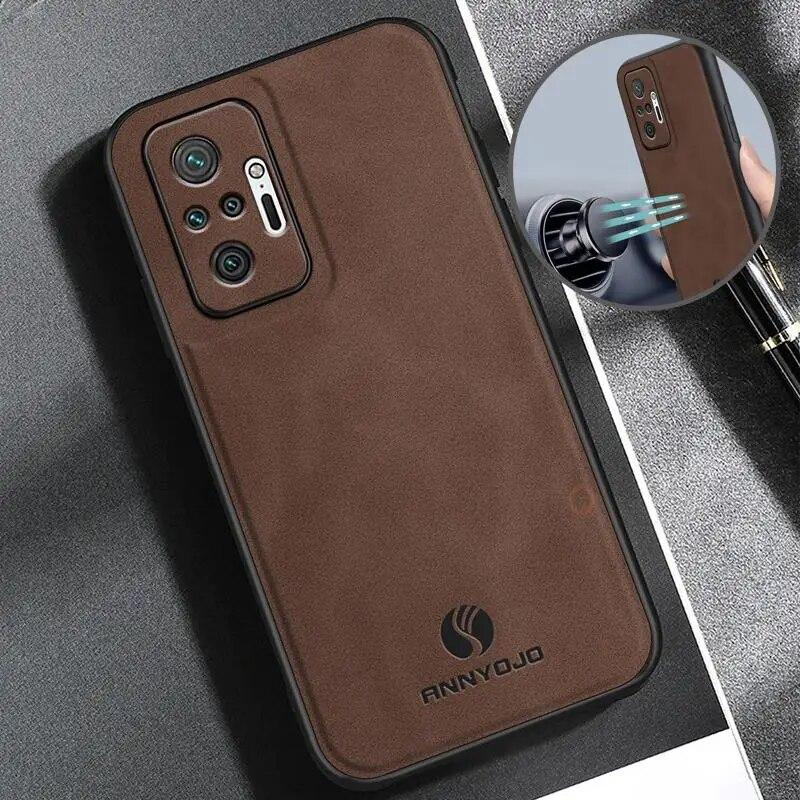 Sheepskin Leather Case For Xiaomi Redmi Note 10 Pro 4G 5G 10s Luxury Men Business Vintage Magnetic Back Cover On Note10 S 10pro