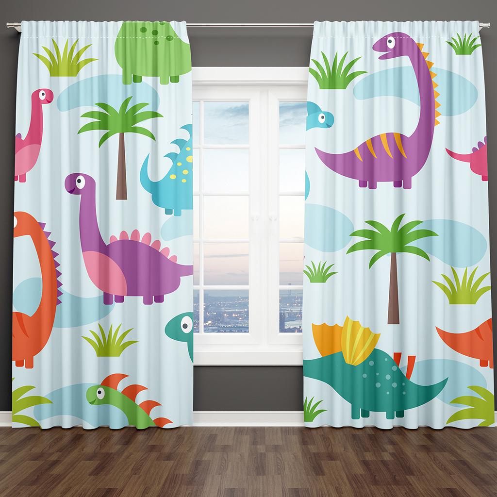 2-панельные шторы с изображением динозавра для детей, мальчиков, девочек, спальни, детской, гостиной, жалюзи от пола до потолка, cortina