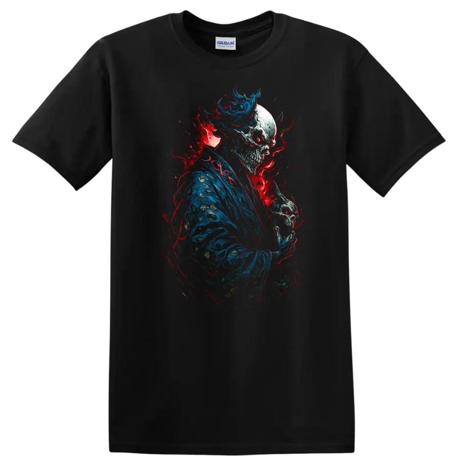 Skull Demon Samurai T Shirt Mythical Warrior Red Blue Ghostly Tee