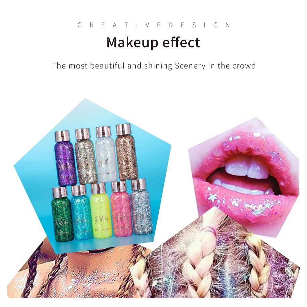 HANDAIYAN Nine -color Big Sequins Gel Eyes Shadow Mermaid Face Sequins Body Milk Performance Stage Nightclub Makeup