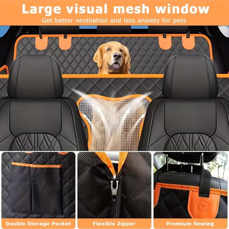 Waterproof Pet Car Seat Cover with Hanging Bag - Durable Polyester, Anti-Dirty Rear Cushion for Dogs and Cats