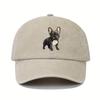 Retro washed baseball cap with French bulldog pattern, suitable for both men and women, dad hat