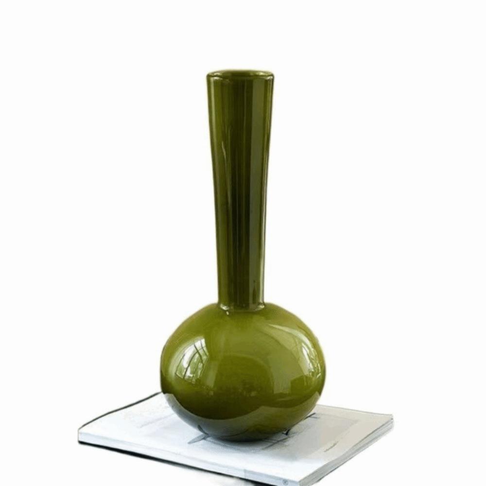 Olive Green French Vintage Vase Swan Neck Dried Flower Vase Niche Art Vase  Wedding Centerpiece