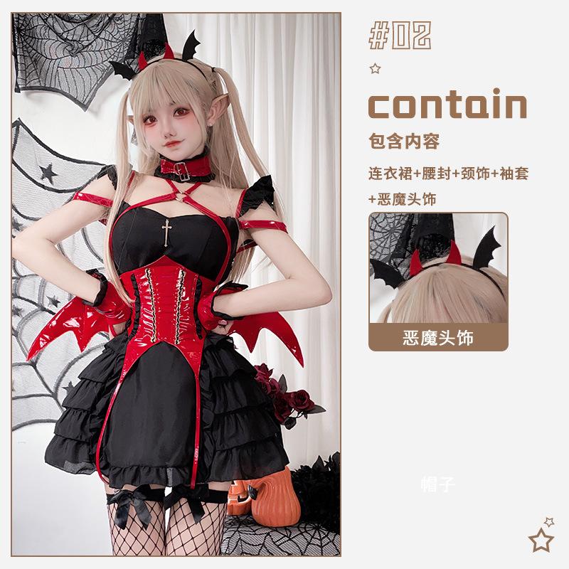Halloween Costume Adult Diablo Goth Maid Costume Sexy Imp Anime Cosplay Bat Costume