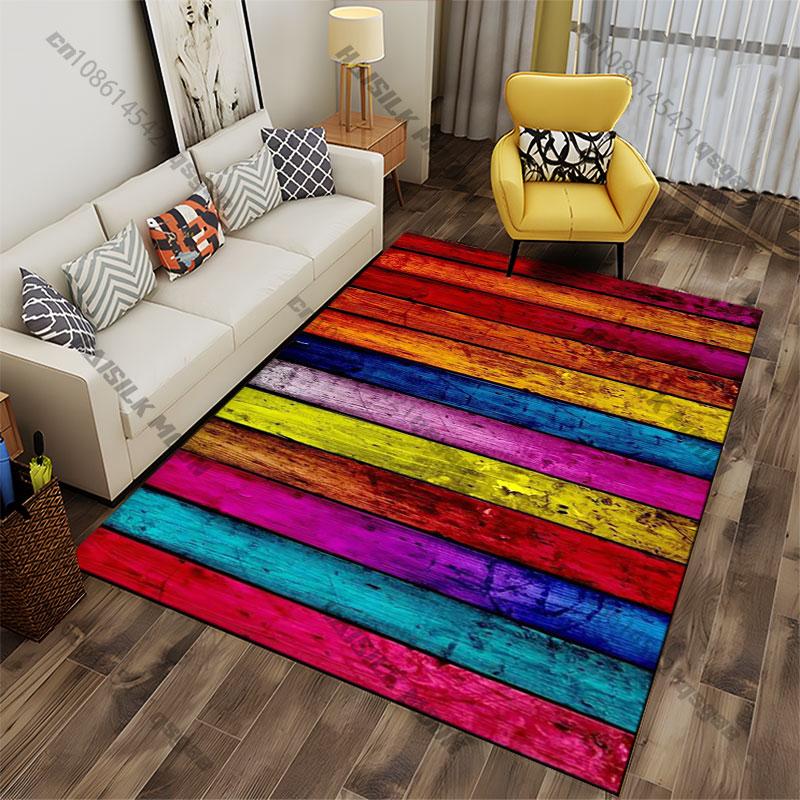Colorful wooden texture pattern carpet Yoga living room room decor children's crawling mat doormat area rug games mat