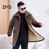 Мужское пальто с лацканами, длинный рукав, однобортная куртка с карманами, однотонная зимняя куртка с утолщенной бархатной подкладкой