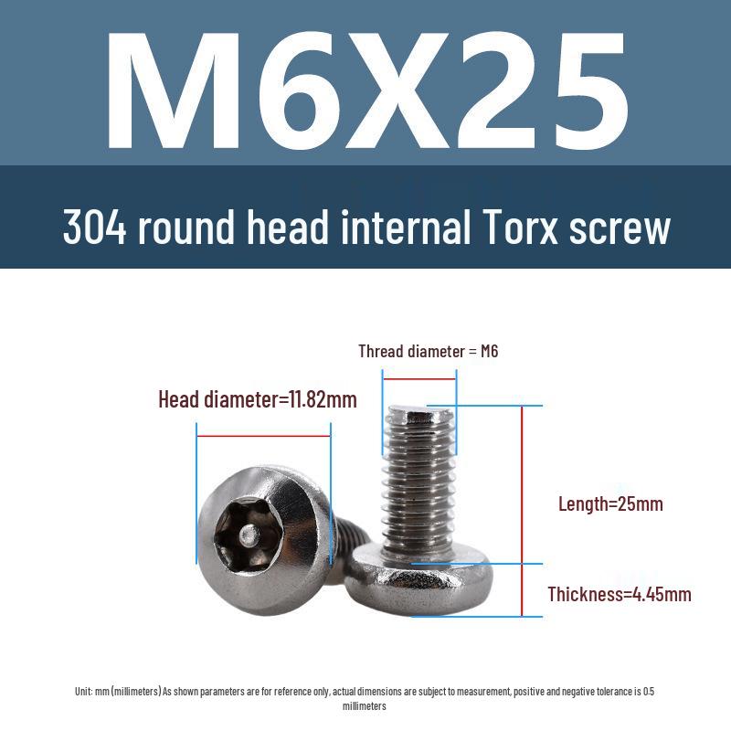 Винты Yigu Torx с пином против кражи, с круглой головкой M3-M6, из нержавеющей стали