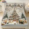 3pcs Christmas Tree Print Coreless Bed Sheet Set with Various Sizes of Bed Covers, Bedroom Bedding Decorations, Machine Washable