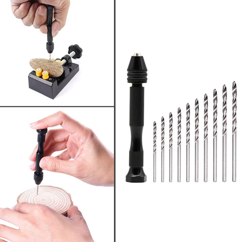 Pin Vise Hand Twist Drills Set 0.6-3mm Mini Hand Drill Rotary Tool Micro Drill Bits  Polymer Clay
