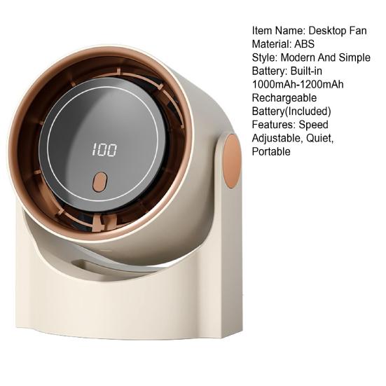 Mini Desk Fan LED Digital Display 100 Speed Adjustable Quiet USB Rechargeable Fan Home Office Outdoor Travel Portable Summer Cooling Fan