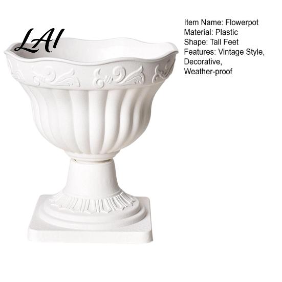 Lightweight Plant Pots White Urn Planter Pot Tall Vintage Roman Column Flowerpot Plastic Decorative Container for Indoor Outdoor Garden Front Porch