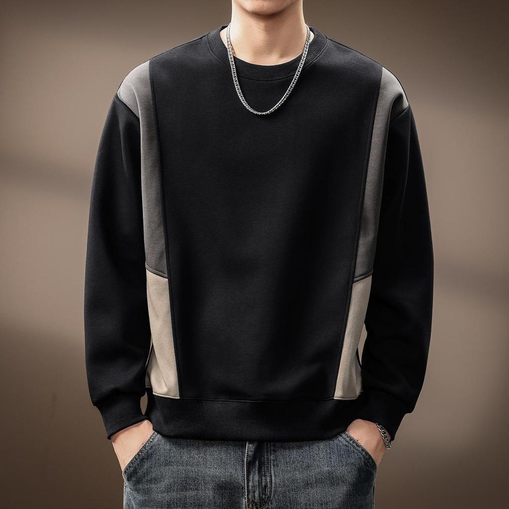 High-End Men's Retro Color Block Patchwork Heavyweight Hoodie, Autumn Arrival