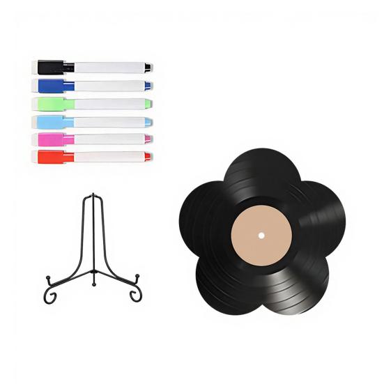 Customizable Record Art Flower Vinyl Ornament, DIY Custom Board, with Retro Display Stand Design, Personalized Birthday Anniversary Message Board Hand