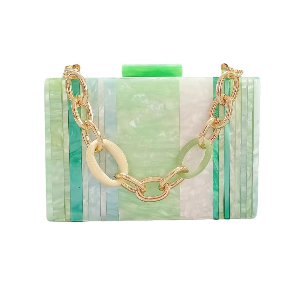 Brand Fashion New Acrylic Women Box Clutch Luxury Colorful Patchwork Party Striped Handbag Woman Cute Casual Wedding Evening Bag