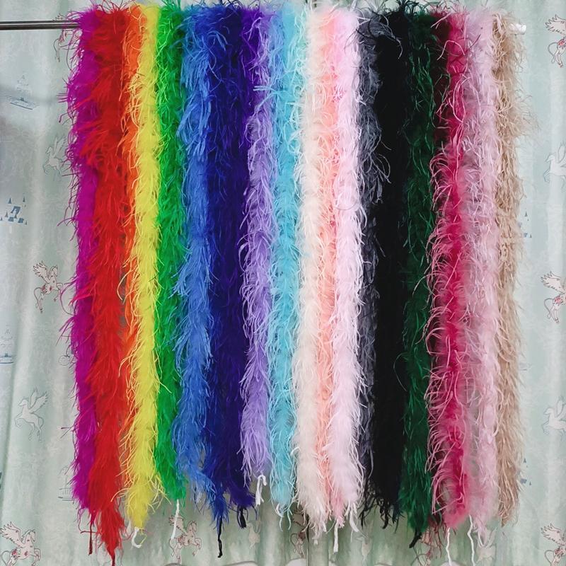 2Meters/Lot Ostrich Feather Boa Decor For Clothes Holiday Decorations Fluffy Feathers Cape Handicraft Accessories Plumas Trims