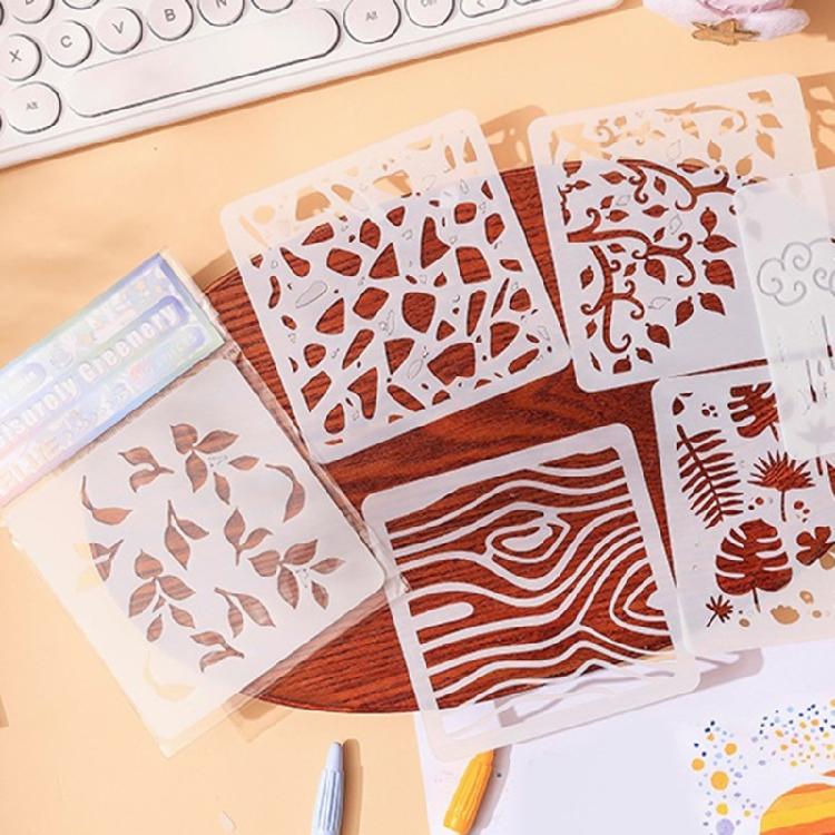 6 шт. Трафареты Облака Листья Шаблоны для рисования Декоративный шаблон для художественных проектов и декоративного рукоделия