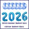 32-дюймовые фольгированные шары 2026 года, цветные, для украшения вечеринки в честь Нового года, принадлежности для юбилея, 12-дюймовые латексные шары с блестками, реквизит для фотозоны