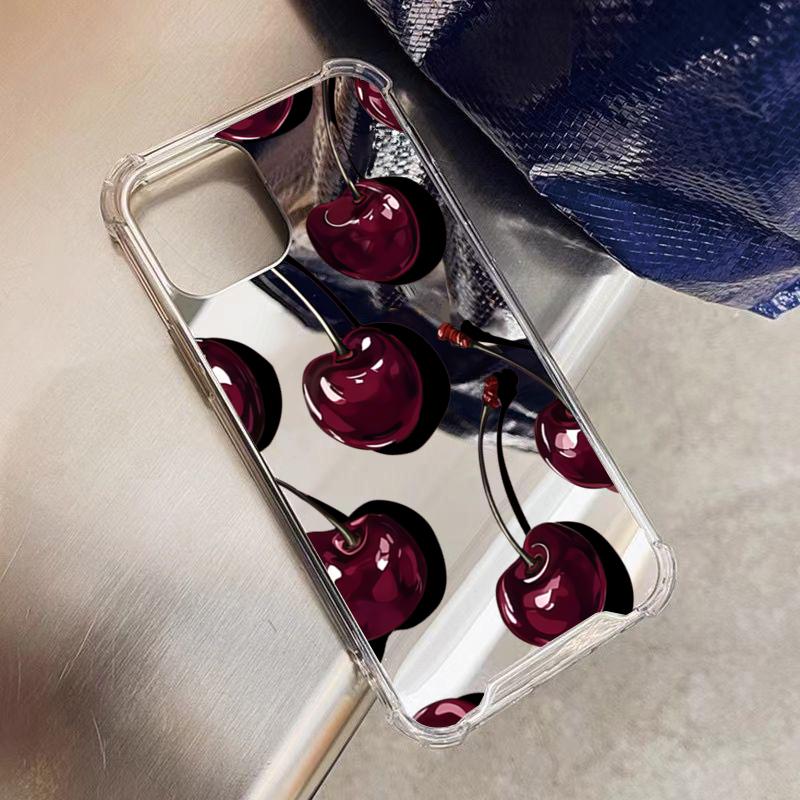 Милый Чехол Для Телефона С Рисунком Вишни Для Samsung Galaxy S25 S24 S23 S22 S21 Ultra Plus FE A06 A14 A23 A36 A52 A55 Зеркальная Крышка