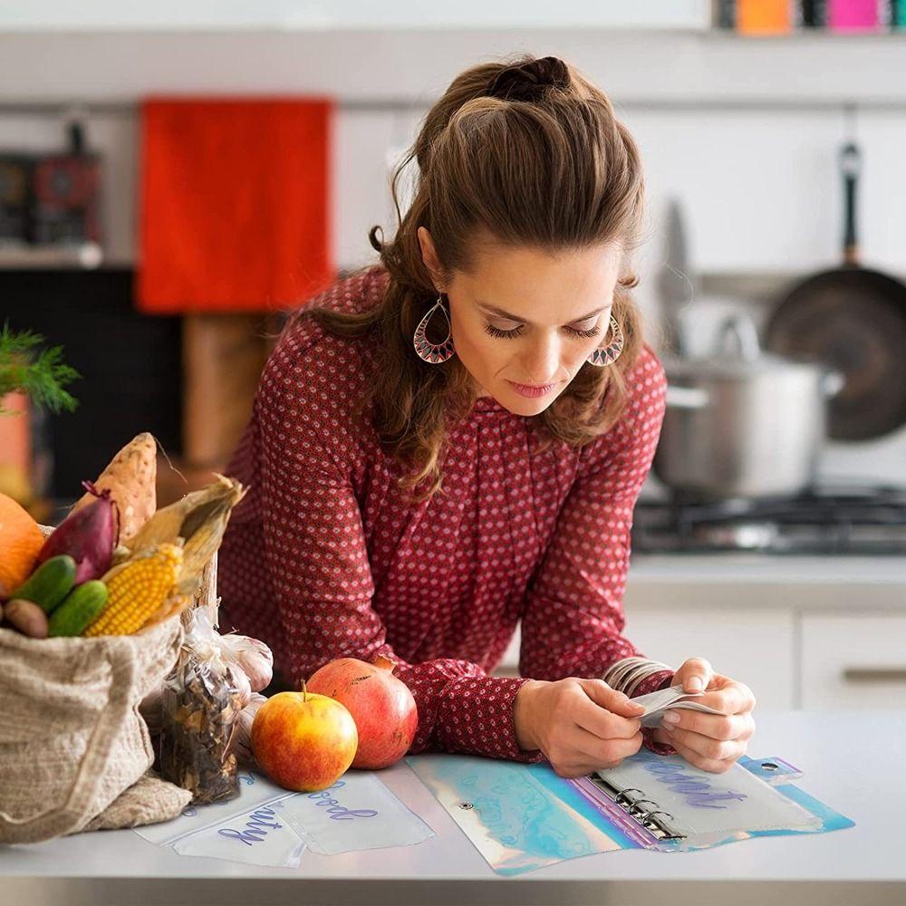 Leaf Pouch Waterproof Notebook Binder Binder Pockets Cash Envelope Savings Binder Zipper Folders