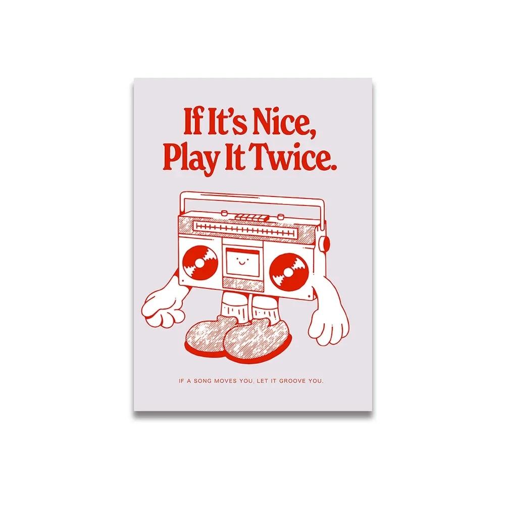 Vintage Pink Cartoon Print Canvas Posters Wall Art Poster Home Decor Canvas Print Painting Living Room Bedroom Decor Unframed