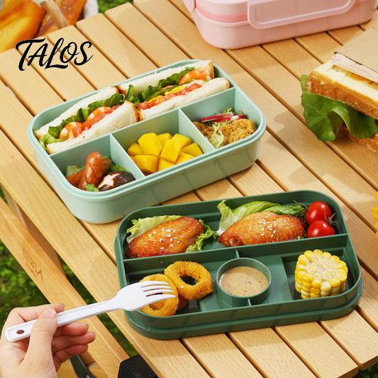 Пластиковый ланч-бокс Bento пищевого качества, безопасный для микроволновой печи, с приборами, многосекционный для взрослых, портативный контейнер для ежедневного приготовления еды, герметичный