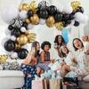 Kit Arche Guirlande Ballons, Noir Or Blanc Agate Ballons en Latex, Kit Arche Ballon Anniversaire aux Feuilles de Palmier Dorées[96]