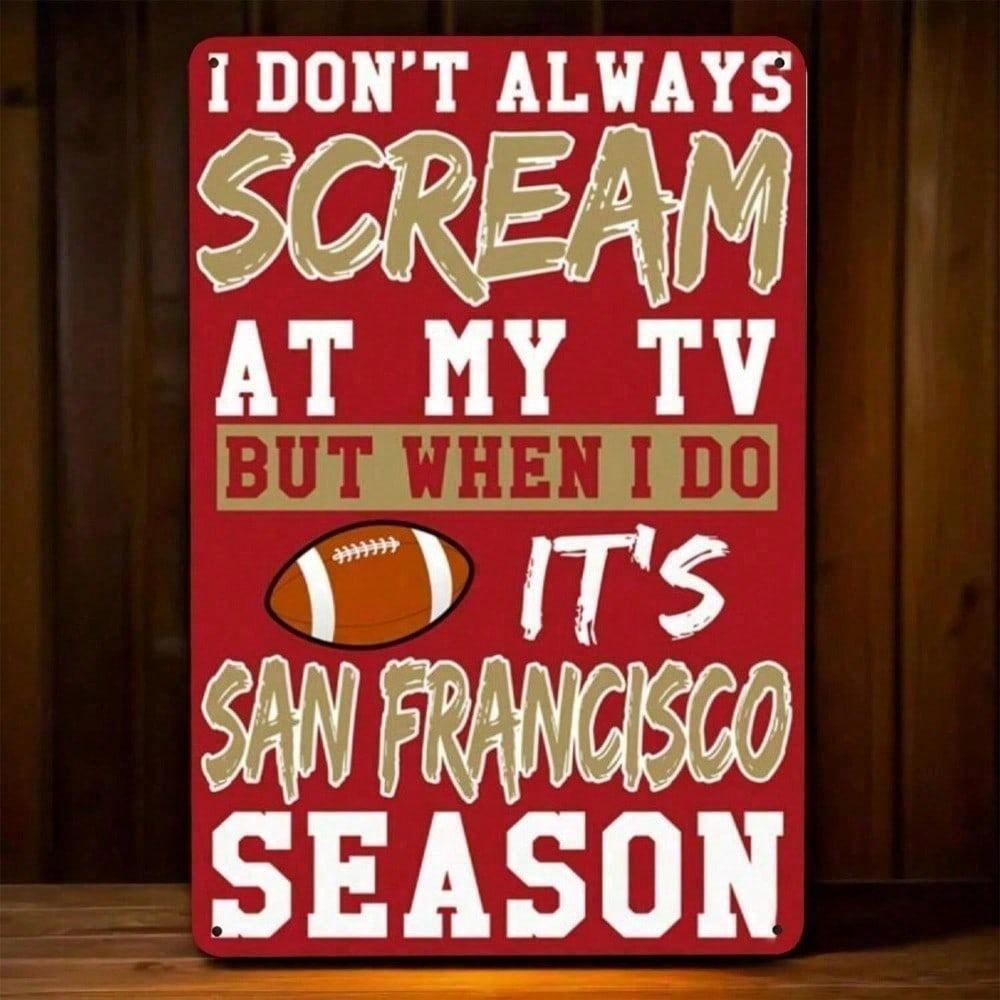 San Francisco 49ers NFL Vintage Metal Wall Sign Rustic Tin Decor for Man Cave
